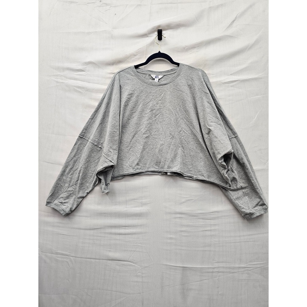 JoyLab Womens Cropped Long Sleeve T-Shirt Gray Cotton Blend Casual Size XL